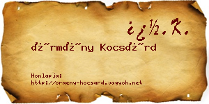 Örmény Kocsárd névjegykártya